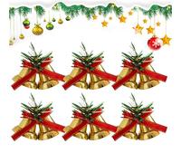 Cloches de Noël dorées - Ornements saisonniers en métal avec nœuds - Guirlande de Noël - Décoration pour la maison, le bureau, l'école, le salon, le balcon, la porte d'entrée, la terrasse, le jardin