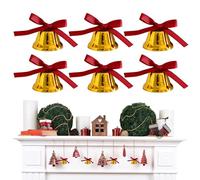 Cloches de Noël dorées - Petites décorations en métal avec nœuds - Guirlande de Noël - Décoration pour la maison, le bureau, l'école, le salon, le balcon, la porte d'entrée, la terrasse, le jardin, la