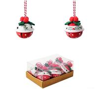 Cloches de Noël en fer, cloche en métal de Noël en forme de pomme de pin, rouge, baie verte, cloche sonore pour décoration d'intérieur à suspendre (B)