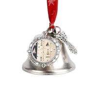 Cloches de Noël en forme de bateau et phare - Cloches argentées avec corde de suspension rouge - Cloches décoratives vintage pour sapin de Noël, cheminée, cheminée, décoration d'intérieur, fêtes