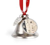 Cloches de Noël en forme de bateau et phare - Cloches argentées avec corde de suspension rouge - Cloches décoratives vintage pour sapin de Noël, cheminée, cheminée, décoration d'intérieur, fêtes