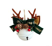 Cloches de Noël en forme de bois de cerf avec nœud blanc pour arbre et maison, construction en fer massif, ornements saisonniers pour améliorer l'atmosphère des vacances (vert)