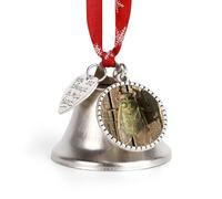 Cloches de Noël en forme de cigale verte 2025 avec corde de suspension rouge - Cloches décoratives vintage pour sapin de Noël, cheminée, cheminée, décoration d'intérieur, fêtes festives