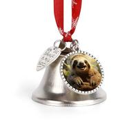 Cloches de Noël en forme de paresseux de dessin animé 2025 avec corde de suspension rouge - Cloches décoratives vintage pour sapin de Noël, cheminée, cheminée, décoration d'intérieur, fêtes festives