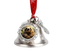 Cloches de Noël en forme de paresseux de dessin animé 2025 avec corde de suspension rouge - Cloches décoratives vintage pour sapin de Noël, cheminée, cheminée, décoration d'intérieur, fêtes festives