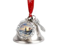 Cloches de Noël en forme de phare de Père Noël 2025 avec corde de suspension rouge - Cloches décoratives vintage pour sapin de Noël, cheminée, cheminée, décoration d'intérieur, fêtes festives