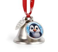 Cloches de Noël en forme de pingouin mignon avec corde de suspension rouge - Cloches décoratives vintage pour sapin de Noël, cheminée, cheminée, décoration d'intérieur, fêtes festives