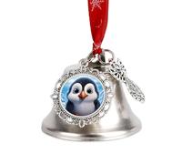 Cloches de Noël en forme de pingouin mignon avec corde de suspension rouge - Cloches décoratives vintage pour sapin de Noël, cheminée, cheminée, décoration d'intérieur, fêtes festives
