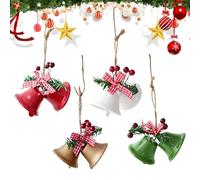 Cloches de Noël en métal - Ornements de sapin vintage | Cloches en corde à suspendre pour portes et arbres | Décoration rustique festive pour célébration, maison et décorations de vacances