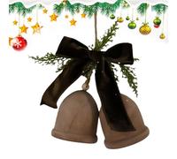 Cloches de Noël | Nœud en soie traditionnelle | Cloches de Noël rustiques | Pour amis arbre généalogique, mur, fenêtre, coin de maison, vacances, intérieur et extérieur