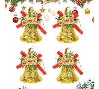 Cloches De Noël,Pendentif Vintage en 4 Pièces avec Noeud - Ornements De Cloche pour La Décoration De Noël,pour Porte Arbre Bouquet Extérieur Mur Maison Fête
