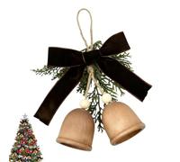 Cloches de Noël, pendentifs anneaux en bois, cloches de Noël avec pin et nœud - pour cheminée, guirlande, porte, mur, mariage, salle de classe, fête, jardin, lieu de travail, magasin en plein air