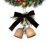 Cloches de Noël, pendentifs en bois | Jingle Bell Ornements avec pin et nœud, pour cheminée, arbre, vacances, fête de mariage, jardin, ferme, lieu de travail, magasin de table en plein air