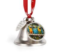 Cloches de Noël personnalisées, trois perroquets imprimés Jingling Bell Décorations de Noël