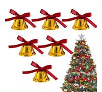 Cloches de Noël - Petites décorations en métal avec nœuds - Cloches de Noël dorées | Guirlande de cloches dorées pour la maison, le salon, le balcon, la porte d'entrée, la terrasse, le jardin, la cour