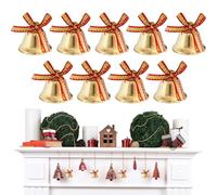 Cloches de Noël - Petites décorations en métal avec nœuds - Cloches de Noël dorées | Guirlande de cloches dorées pour la maison, le salon, le balcon, la porte d'entrée, la terrasse, le jardin, la cour