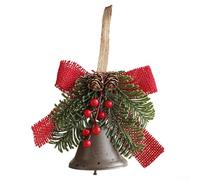 Cloches de Noël pour sapin et porte, cloches en métal avec ruban à suspendre et décoration de houx (café)