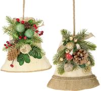 Cloches de Noël rustiques Décoration murale Jute Branches de sapin Cônes