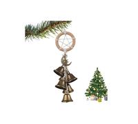 Cloches de Noël rustiques dorées - Cloche en fer vintage - Cloches décoratives en laiton avec corde de suspension en jute pour sapin de Noël, couronne, guirlande, portes, fenêtres, décoration rustique