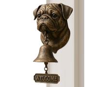 Cloches de porte sur le thème des chiens de bienvenue | Carillon mural rustique sur le thème des animaux - Décoration murale en forme de tête de chien | Pour portail, jardin, cour, maison