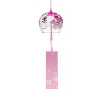 Cloches de Vent japonaises en Cristal Suspendus Carillon Vent Chime Étiquette Cloches Cloches à Vent (Rose)