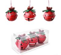 Cloches décoratives à suspendre en métal avec accents de pomme de pin, de baies et de feuilles pour arbres de Noël et couronnes produisant des sons clairs (K)