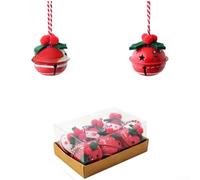 Cloches décoratives en fer avec pomme de pin, baies et feuilles pour accrocher sur les arbres de Noël et les couronnes avec anneau (A)