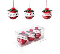 Cloches en fer classiques avec décorations en pomme de pin et baies, feuilles vertes et anneau sonore pour sapin de Noël et couronne (F)