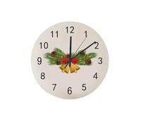 Cloches murales en bois, branches de sapin de Noël, blanches, rondes, suspendues, sans cadre, à piles, silencieuses, légères, pour chambre à coucher, salle de classe, bureau, décoration de 30 cm