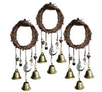 Cloches pour la Porte Halloween Decoration 3pcs 12 Pouces carillons de Vent avec Bouteille de bénédiction et Couronne rotin Cloches suspendues pour Le Bouton Porte Room Sorcellerie à la ma