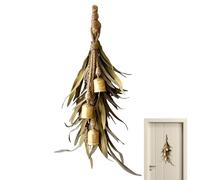 Cloches rustiques | Couronne de Noël | Guirlande décorative avec feuilles vertes pour armoire, fenêtre de cheminée, table de cuisine, mur, automne, fête d'hiver