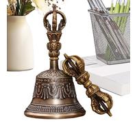 Cloches tibétaines - bouddhiste Dharma Mini bol chantant fait main avec Dorje Vajra sacré, cloches rituelles, instrument de temple, outil zen spirituel pour Noël, mariage, cuisine