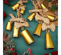 Cloches vintage en métal avec corde de jute pour décoration festive, cloches de style rustique pour Noël, mariages, fêtes et maison avec son (costume B)