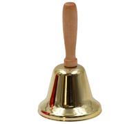 Clochette à Main avec Manche en Bois, Clochette d'alarme multifonctionnelle en métal Extra Forte pour Adultes et Enfants, école, église, hôtel, dorée