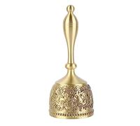 Clochette à main, clochette de table à manche courbé, clochette de service en laiton massif ornée d’un motif sculpté d’une grande finesse, clochette rétro pour mariage, fête,