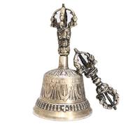 Clochette de méditation bouddhiste tibétaine et ensemble Dorje - Objets du Dharma Cloche de Lumières, Cloches de prière de méditation à la main Dorje, objets Dharma Cloche Décoration d'intérieur pour