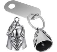 Clochette de Motard avec Bell de Moto - Pendentif de Bénédiction en Acier Inoxydable - Paix - Ailes de Cœur