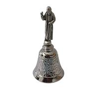 Clochette liturgique - Cloche Saint Pie de Pietrelcina plaqué Argent - Protection pour déjouer Le Mal - H 7,5 cm