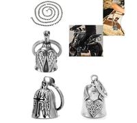 Clochette Moto Guardian Ride Bell, Clochette Moto en Acier Inoxydable avec Chaîne, Guardian Bell pour Motards, Porte-bonheur 3 Pcs