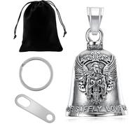 Clochette Moto Guardian Ride Bell, Guardian Bell Acier Inoxydable Argent, Acier Inoxydable Moto en Forme d'ange Gardien à Suspendre, Angel Biker Guardian Gremlin Bell, Moto Cyclisme