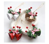 Clochette Noel Christmas Decoration Double Trumpet Bell Metal Window Xmas Tree Pendant Merry Decor Ornaments pour la Décoration(Green)