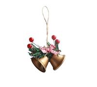Clochette Noel Christmas Decoration Double Trumpet Bell Metal Window Xmas Tree Pendant Merry Decor Ornaments pour la Décoration(Gold)
