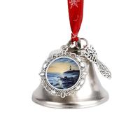 Clochettes de Noël légères et durables en métal à suspendre 4,8 x 4,5 cm, phare de bord de mer, décoration de Noël pour arbre, maison, décorations de vacances