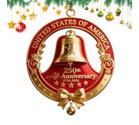 Clochettes Décoratives pour Sapin De Noël - Ornements de Noël Commémoratifs 250e Anniversaire de la Liberté 1776-2026 - Pendentif Suspendable Commémoratif Décoration Murale Cuisine Jardin Fête