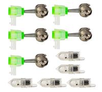 Clochettes pour Canne À Pêche,Indicateur de Morsure à Double Clochette - Accessoires d'Alerte Sonore pour Poissons avec Pince Lumineuse Efficace pour Brouillard Obscurité et Lac