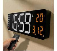 Clock 1 XXL - Horloge Murale Numérique LED Rétro 41cm Blanc-Orange avec Télécommande Double XXL-EU#Blanc/Orange BLANC ORANG HORLOGE