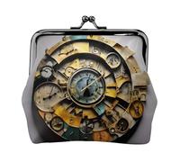 Clock Art Portefeuille en cuir PU imprimé en microfibre avec verrou pour rouge à lèvres et clés