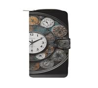 Clock Art Portefeuille multifonction en cuir pour homme Compact Long portefeuille porte-cartes de crédit Sac à passeport