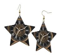 Clock Gear Boucles d'oreilles élégantes en cuir Motif étoile Accessoires tendance et uniques pour un usage quotidien, taille unique
