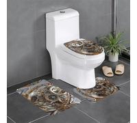 Clock Gear Lot de 3 tapis de salle de bain en forme de U avec couvercle en forme de O